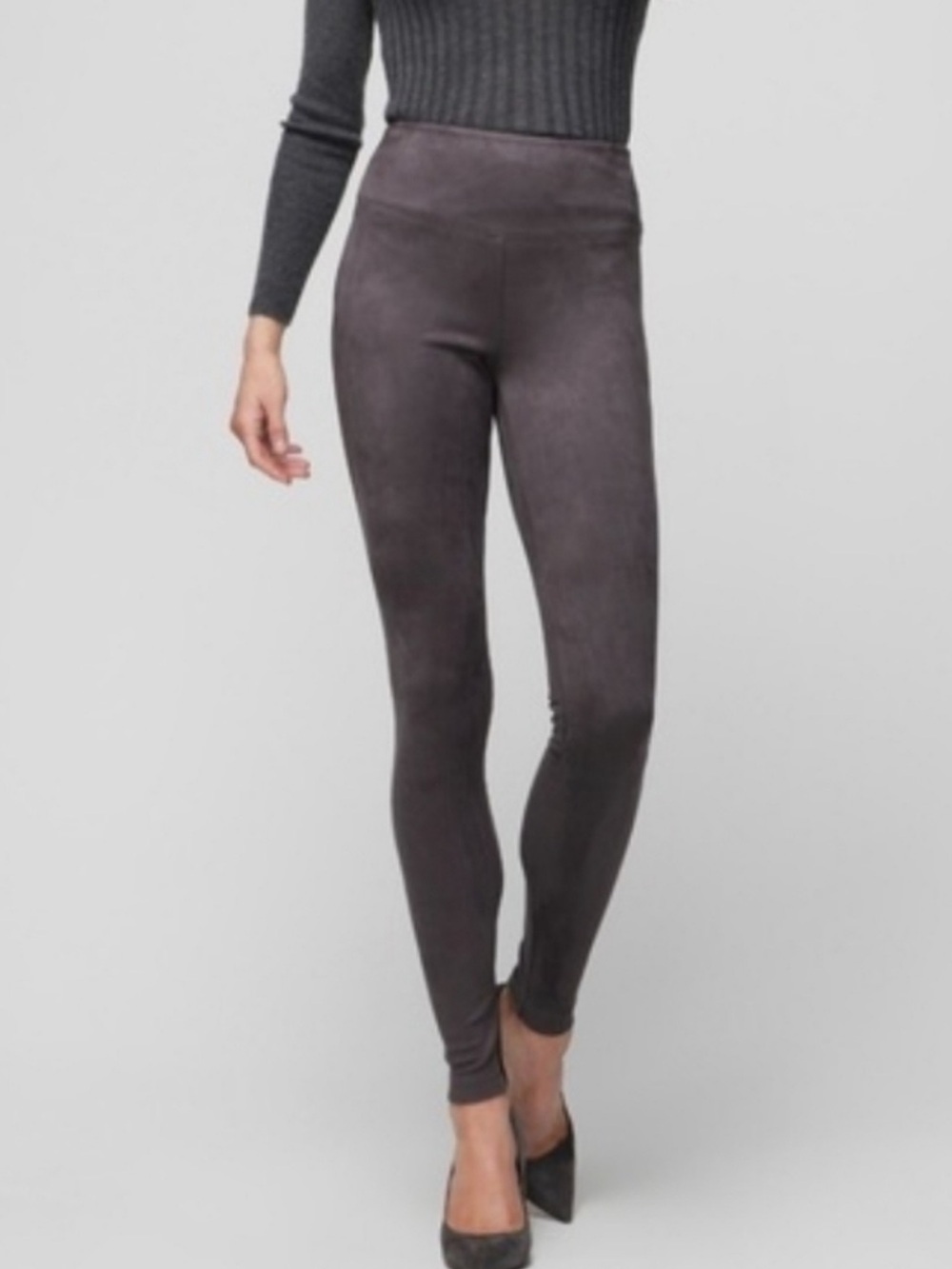 White House Black Market Size 4 Runway Leggings Gray Vegan Suede